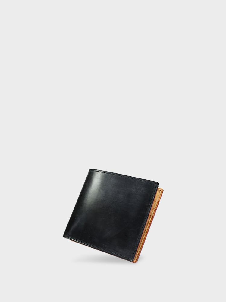 Black Colour Bi-Fold Italian Leather Money Clip Card Holder/Slim